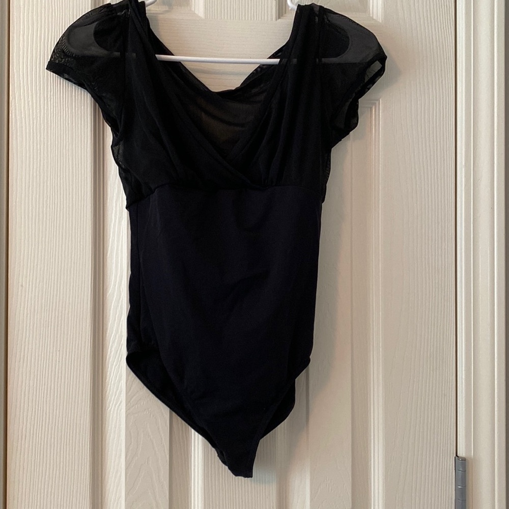 Black Mesh-Sleeve Nikolay Leotard